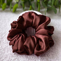 Chocolate Brown Silk Scrunchies